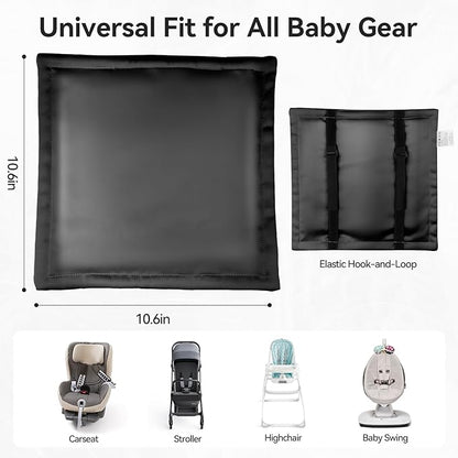 Silky Head Carseat Cover for Babies Satin Head Cover Silk Feeling for Baby Car Seat Canopy Headrest Protector 2pcs for Boys Girls Infant Sleeping Hair Protection Pink Black