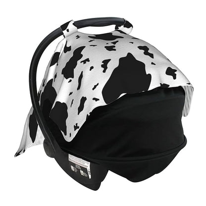 Personalized Cow Baby Car Seat Canopy for Babies with Name, Custom Car Seat Covers Boys Girls, Peekaboo Opening Minky Nursing Breastfeeding Cover Infant Car Seat Canopies for Newborn