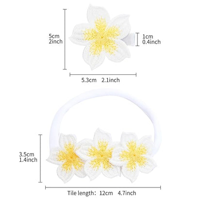 White Hair Clip Headband Hairpin Hawaiian Flower Hairpin Barrette Hair Accessories for baby Girls.(FJ89) (Type A)