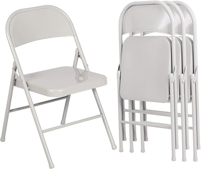 VECELO Metal Folding Chairs 4 Pack, Double Hinged Steel Frame Easy Foldable&Stackable for Office Kitchen Dinning Wedding Patio and Garden