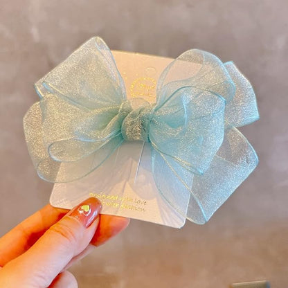Hot&Sattion 4 Colors 5Inch Hair Bows Clips Large Big Chiffon Ribbon Hair Bows Alligator Clips Hair Accessories for Girls Toddler Kids Children Teens