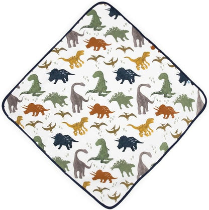 Little Unicorn Premium Infant Hooded Bath Towel| Soft & Absorbent Cotton & Terry Fabric for Newborns (Dino Friends)