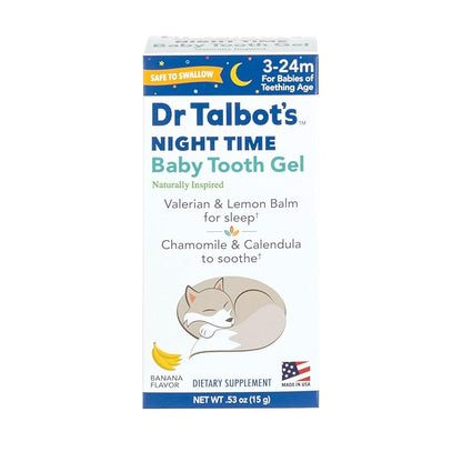 Dr. Talbot's Night Time Baby Tooth Gel for Sore Gums - .53 oz Tube - Banana Flavor - for Ages 3-24 Months