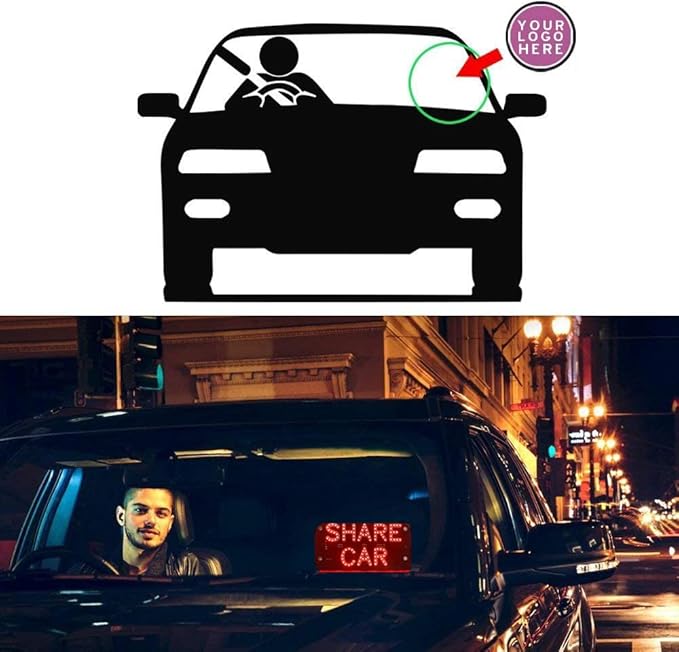 LED Car Sign Decor, Decal Stickers With Suction Cups, Flashing Hook on Window, Light With Cigarette Lighter Power Interface - Red