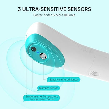 Thermometer for Adults and Kids, Automatic Measurement Within 1-3cm, Fast Accurate Baby Thermometer with Fever Alarm and Mute Mode, White