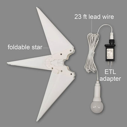 Leejec 22" Moravian Star Light, Easy Assembly, Christmas Decorations, Indoor& Outdoor Hanging, Advent Star, Warm White LED Porch Light with Timer, Wedding & Home Decor