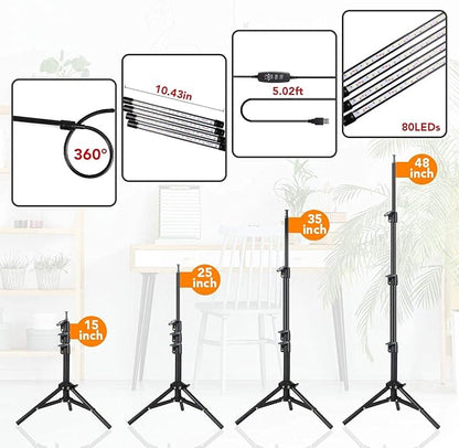 GHodec Grow Light with Stand, 5500K Full Spectrum Gooseneck Floor Plant Light for Indoor Plants Growing,5 Dimmable Levels & Auto On/Off Timer,Tripod Stand Plant Lamp Height Adjustable