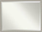 Amanti Art Grey Wall Mirror 32x42 Woodgrain Stripe Grey Rectangle Bathroom Mirror for Wall Decor Living Room, X-Large Casual Wood Frame, Hangs Horizonally and Vertically, Bathroom Decor, Beveled Edge