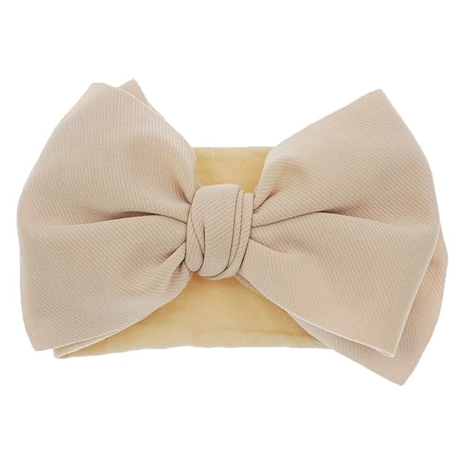 KIDOCHEESE Hairband - Soft Nylon Hairbands with Bows for Baby Girl, 5 Count (Pack of 1), Different Solid Colors, Adjustable Size, Perfect for Baby Shower, Christmas, and Other Occasions