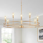 Brushed Gold Chandelier Light Fixture 9-Light Round Dining Room Chandelier Over Table Brass Chandeliers Lighting for Master Bedroom 35in Metal Chandeliers for Living Room Foyer Bathroom