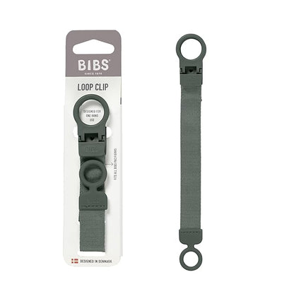 BIBS Loop Pacifier Clip - Sleek, Secure One-Handed Operation, Fits All BIBS and Most Brands, Machine Washable, Slim Profile for Comfort, Ages 0+ - Pine