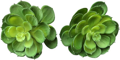 2Pcs Artificial Succulent Plants, Lotus Flower Realistic Fake Succulents, Fake Plant for Garden Arrangement Decor, Green