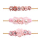 Baby Girl Nylon Headbands Flower Hair Bows Accessories-Elastic Hair Band Crown Handmade FLoral Wraps Birthday Gifts for Girls Newborn Infant Toddler 3Pcs