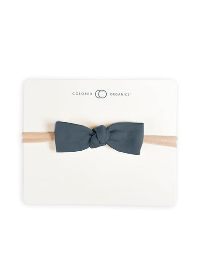 Colored Organics Baby Organic Cotton Dainty Bow Headband - Infant Girls - Harbor