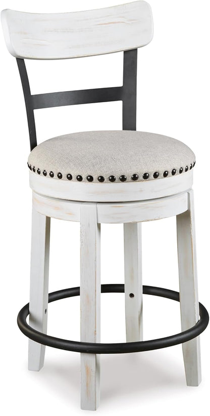 Signature Design by Ashley Valebeck 24.5" Modern Swivel Counter Height Barstool, Whitewash