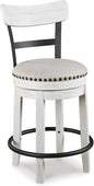 Signature Design by Ashley Valebeck 24.5" Modern Swivel Counter Height Barstool, Whitewash