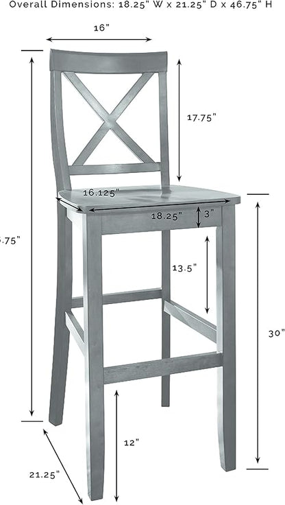 Crosley Furniture X-Back Wood Bar Stools Set of 2, Black, 30-inch