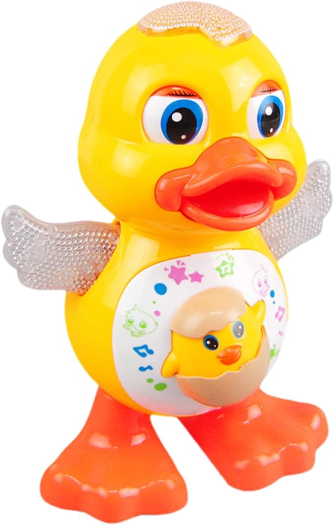 Duck Toy for, Dancing Yellow Duck, Battery-Operated Cartoon Animal with LED Light, for Early Crawling Practice Stroller Floor Exploration Playtime Home Car Seat