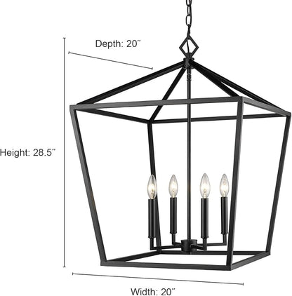 ML Lighting 3254-MB Transitional Four Light Pendant from None Collection in Black Finish