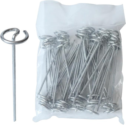 50 Pack Circle Top Landscape Fabric Stakes 8 Gauge Landscape Pins, More Holding Power Than U-Shape Garden Staples, 6 Inch Length Garden Stakes Not Easy to Bend, Yard Lawn Spikes for Plant Cover