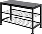 3-Tier Shoe Rack Bench - Entryway Organizer with Shoe Storage, Sturdy Shoe Shelf for Front Door, Small Space Saving Furniture, Black, Holds 286lbs,27.2" x 12.0" x 15.9"