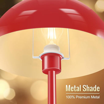 Modern Floor Lamps for Living Room, Red Metal Mushroom Lamp, 66" Tall Corner Lamp, Footswitch, Bright Industrial Standing Lamps for Bedroom Nursery, Mid Century Modern Home Decor(E26 Base, NO BULB)
