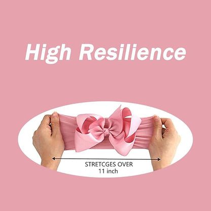 3 Pcs Baby Girls Headband Bows, Soft Nylon Hairbands Cute Big Bow Super Elastic Headband For Baby Girls Newborn Infant Toddlers (Beige Pink White, Large)