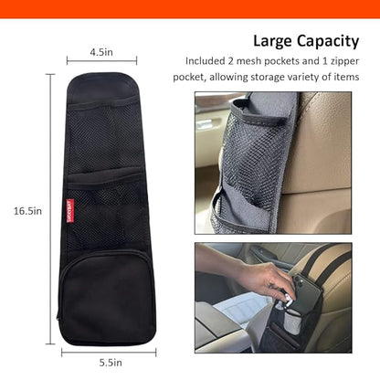 Luckybay Car Seat Side Organizer, Auto Seat Storage Hanging Bag, Phones, Drink, Stuff Holder with Mesh Pocket for Cars, SUV & Truck