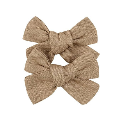 3.2'' Girls Brown Linen Hair Bows Clips - Alligator Clips Hair Accessories for Little Girls, Toddlers, Kids, and Teens