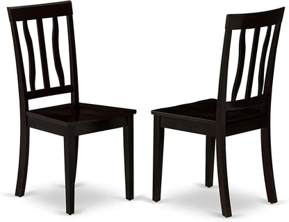 East West Furniture ANTI5-CAP-W 5 Piece Dinette Set for 4 Includes a Round Kitchen Table with Pedestal and 4 Dining Chairs, 36x36 Inch, Cappuccino