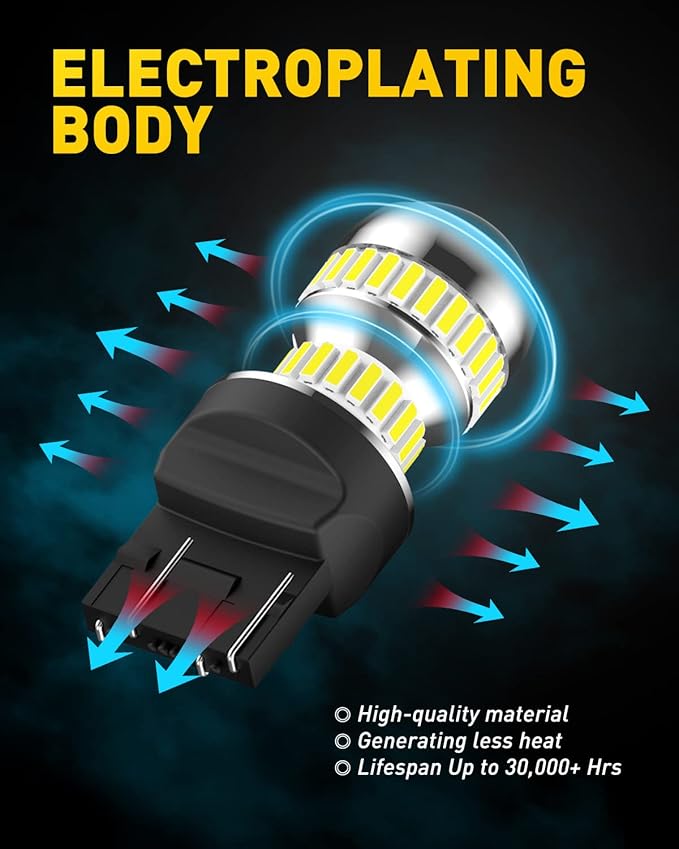 AUXITO Upgraded 7440 7443 LED Bulbs for Reverse Lights Brake Tail Lights T20 7441 7444 LED Replacement Light for Backup Tail Brake DRL Turn Signal Parking Lights, 6000K Xenon White