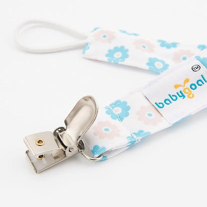 babygoal Baby Girl Pacifier Clips with Pacifier Case, 4 Pack Metal Clips for Boys and Girls Fits Most Pacifiers and Binkies 4MP04-HZ