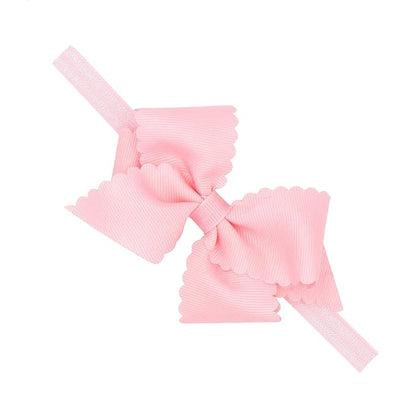 Wee Ones Baby Girl's Extra Small Grosgrain Bow On Matching Elastic Band, 0-6 Months, Light Pink