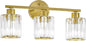 Crystal Bathroom Light Fixtures, Bathroom Lighting Fixtures Over Mirror, Modern 3-Light Gold Vanity Lights for Mirror, Restroom, Kitchen(Ceramic E26 Socket,Bulbs Not Include)