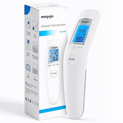 Infrared Forehead Thermometer, maguja Touchless Digital Infrared Thermometer for Adults, Kids, Baby with 3 in 1 Digital LCD Display for Forehead, Body with Fever Alarm and Memory Function