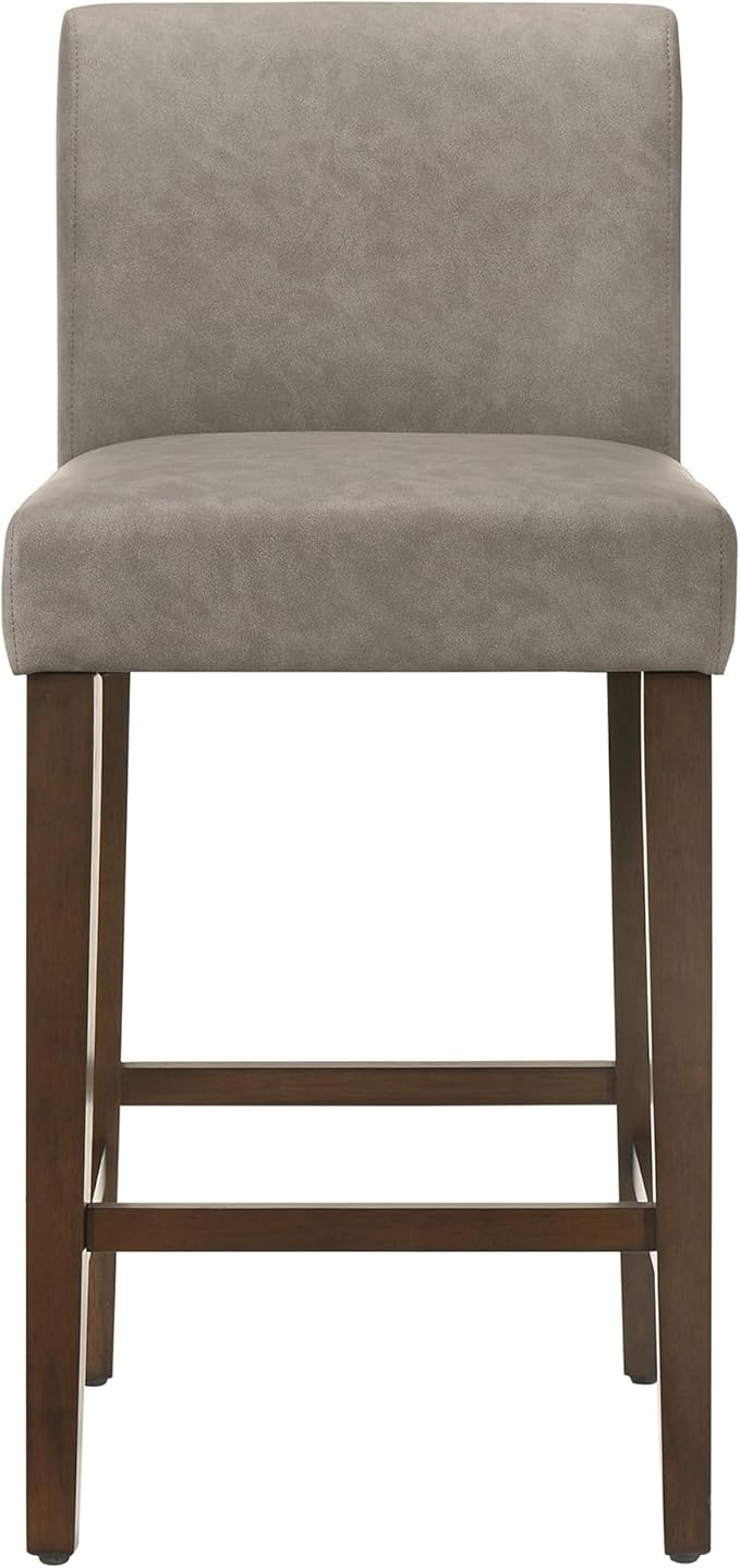 CHITA Counter Height Bar Stools Set of 3, 27" H Seat Height Upholstered Barstools, PU Leather in Stone Grey