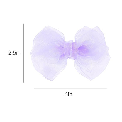 Purple Mesh Ribbon Hair Bows Clips 4" Organza Alligator Barrettes Hairpins for Girls Cute Halloween Costume Mermaid Birthday Dress Decor Accessories Back School Xmas Gift