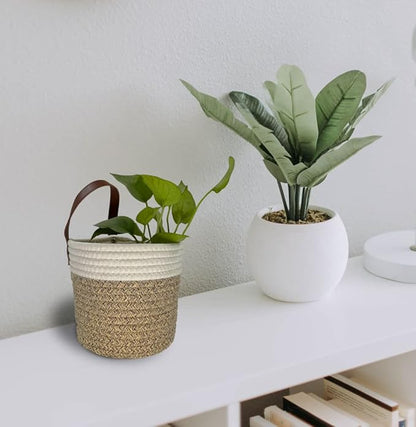 Cotton Rope Hanging Baskets for Organizing 2 Pcs Round Small Wall Basket