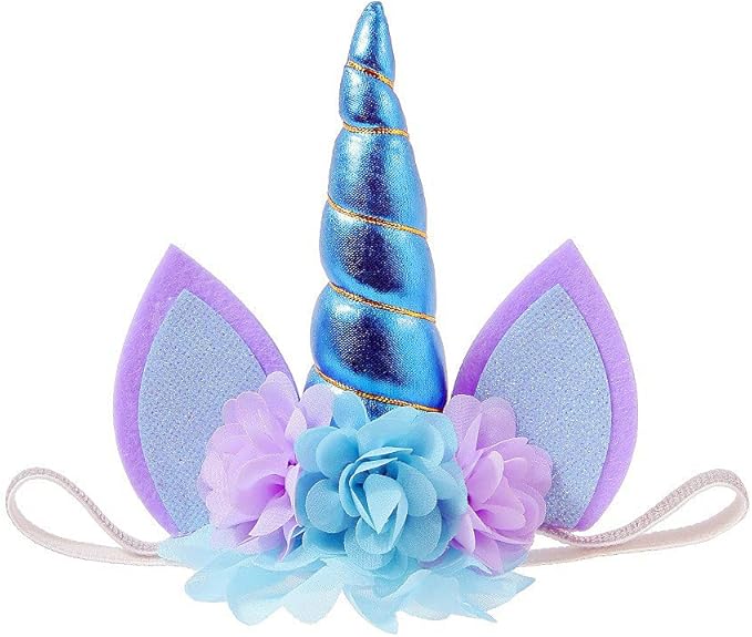 Nishine Baby Elastic Glitter Unicorn Horn Headband Children Unicorn Party Supplies Cosplay Gift