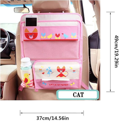 Cute Cartoon Car Backseat Organizer Auto Car Foldable Table Tray Seat Back Storage Bag Organizer for Baby Kid