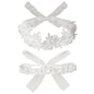2 Pack 18-20in Elegant White Flower Christening Headbands for Baby Girl, Elastic Soft Lace with Cute Tulle Pearl Hair Strap (Double row of small lace)