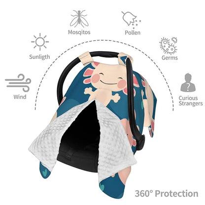Axolotl Kawaii Baby Car Seat, Rain Shelter, Multifunctional Nursing Cover for Newborns, Mother Care, Breastfeeding, Black