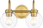 Bathroom Light Fixtures, 2-Light Brushed Gold Vanity Lights with Globe Clear Glass, Champagne Bronze Vanity Lighting Fixtures Over Mirror, AD-22280-2W-GD