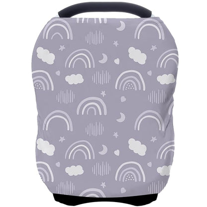 Car Seat Covers for Babies - Multi- use Nursing Carseat Canopy, Breastfeeding Covers, Baby Shower Gifts for Boys and Girls (Grey Rainbow)