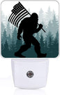 Bigfoot American Flag Night Light, Plug-into Wall Green Misty Forest Nightlight Lamp with Dusk to Dawn Sensor, Led Lamp 0.5W Energy Efficient for Boys Girls Adults Home Decor