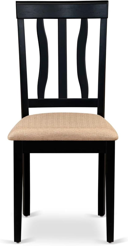 East West Furniture LGAN5-BCH-C 5 Piece Kitchen Table Set for 4 Includes a Rectangle Dining Room Table with Butterfly Leaf and 4 Linen Fabric Upholstered Chairs, 42x84 Inch, Black & Cherry