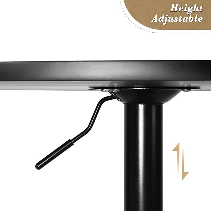 Athena Collection Modern Bar Table Square Top Height Adjustable, Tall Bistro Pub Cocktail Table Height Top and Sturdy Base, Suitable for Home Kitchen Pub Restaurant Outdoor, Silver