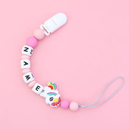 Silicone Personalized Pacifier Clip with Name - Custom Animal Pacifier Chain for Boys and Girls, Fits Most Pacifiers