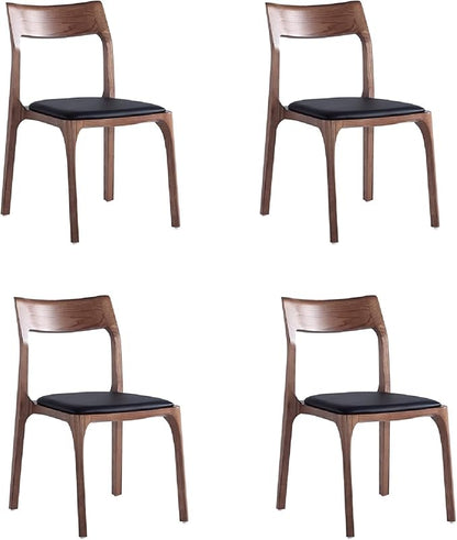 Manhattan Comfort Moderno Stackable Dining Chairs with Leatherette Upholstered Seat, Foam Padding & Solid Wood Frame, Suitable for Kitchen or Restaurant Usage, Set of 4, Black