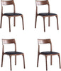 Manhattan Comfort Moderno Stackable Dining Chairs with Leatherette Upholstered Seat, Foam Padding & Solid Wood Frame, Suitable for Kitchen or Restaurant Usage, Set of 4, Black